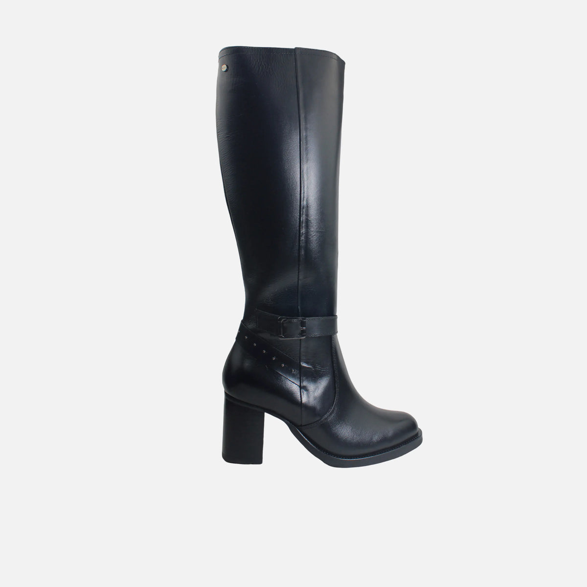 Bota tacon baia de cuero para mujer - Negro