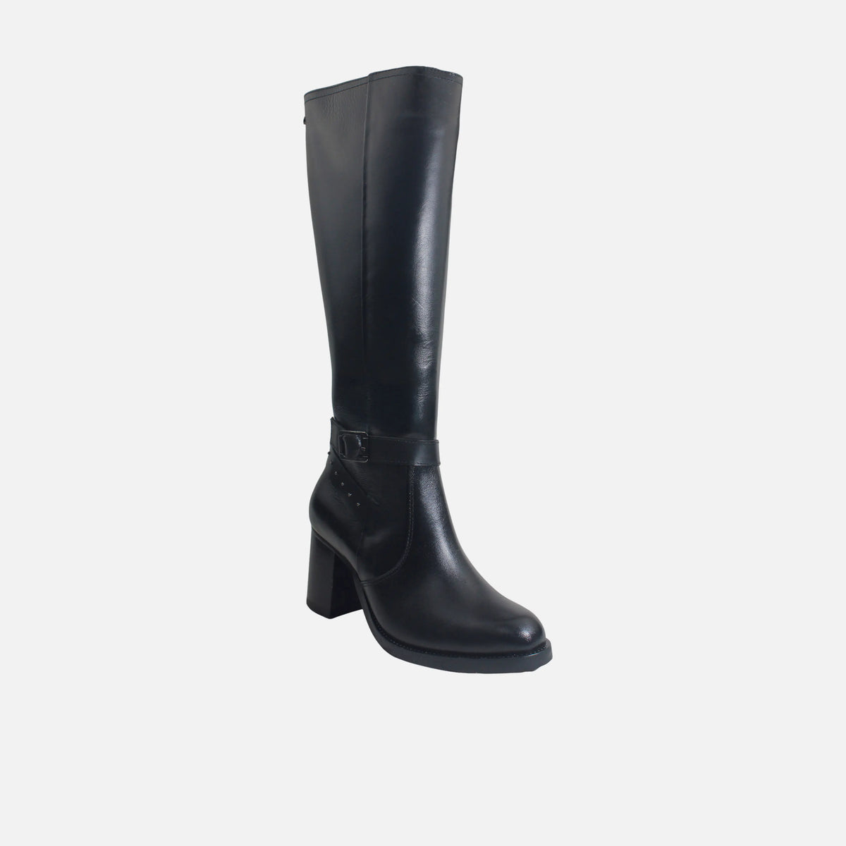 Bota tacon baia de cuero para mujer - Negro