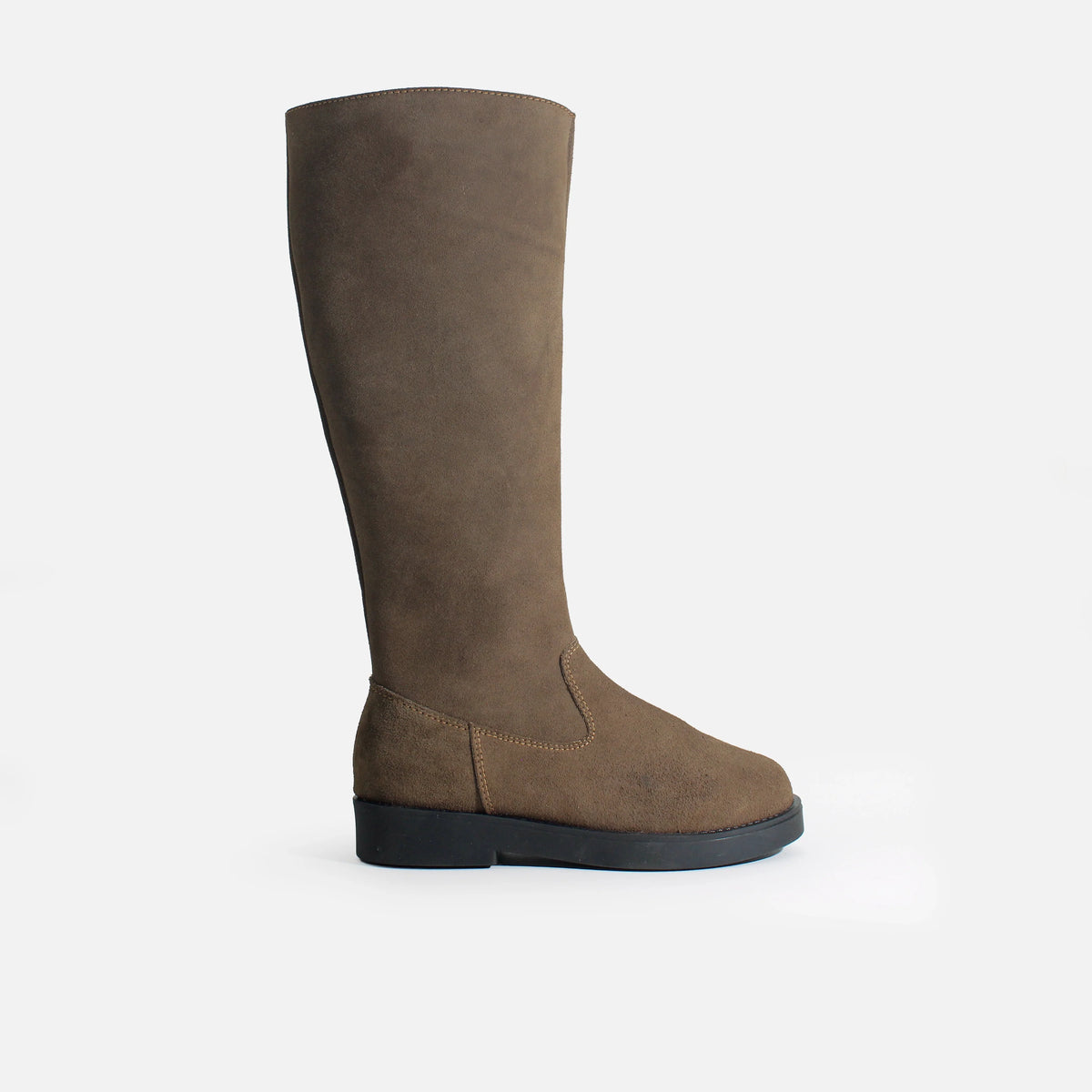 Bota plana dalinda de cuero para mujer - Miel