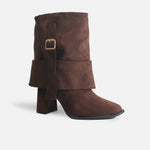 Bota tacon elaris de textil para mujer - Café