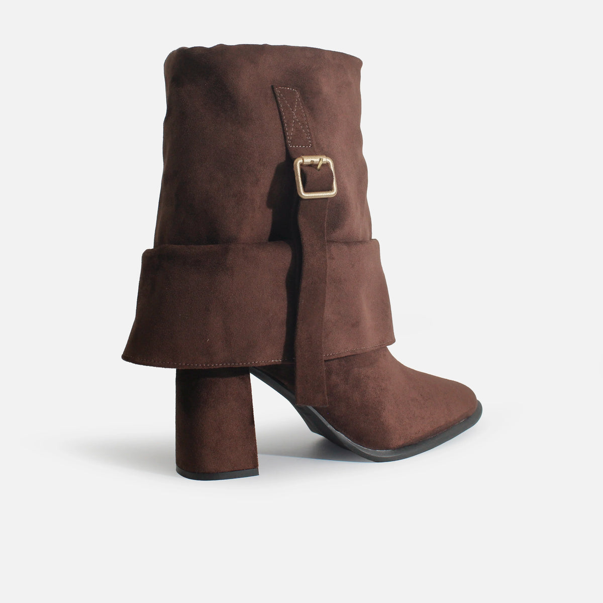 Bota tacon elaris de textil para mujer - Café