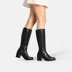 Botin tacon laguna de cuero para mujer - Negro
