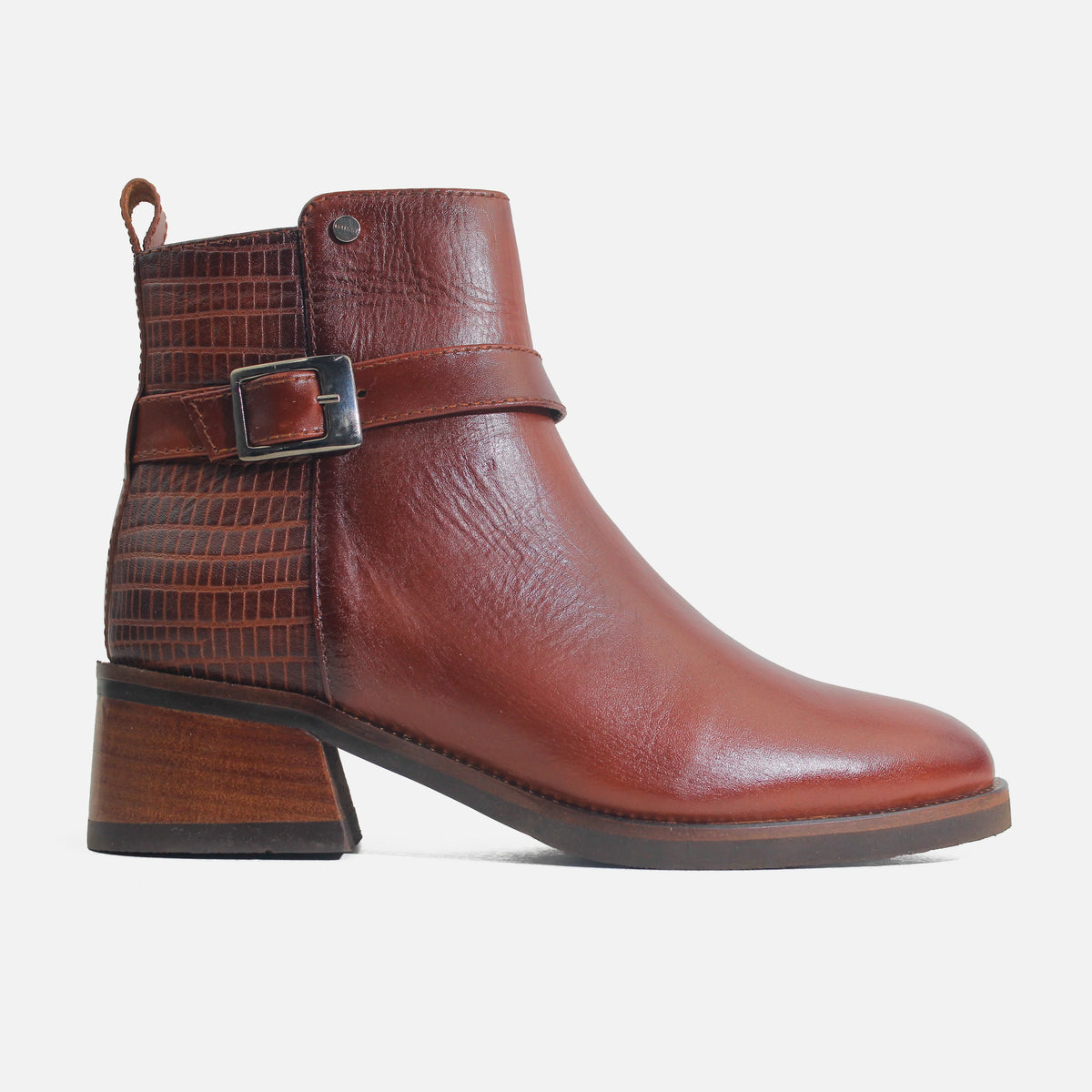 Botin tacon dakota de cuero para mujer - Miel