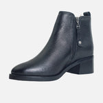 Botin tacon chelsea de cuero para mujer - Negro