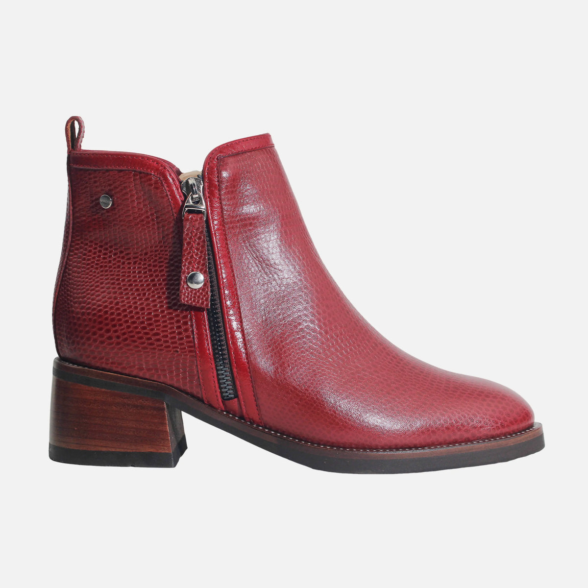 Botin tacon chelsea de cuero para mujer - Vino