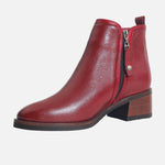 Botin tacon chelsea de cuero para mujer - Vino