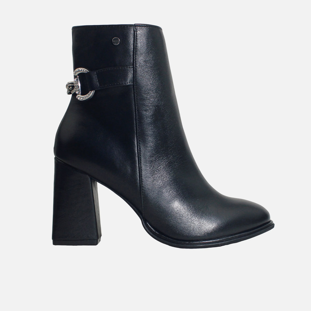 Botin tacon lauren de cuero para mujer - Negro