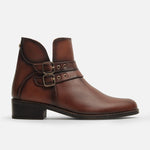 Botin tacon tilia de cuero para mujer - Brandy