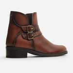 Botin tacon tilia de cuero para mujer - Brandy