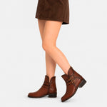 Botin tacon tilia de cuero para mujer - Brandy