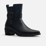 Botin tacon mimosa de cuero para mujer - Negro