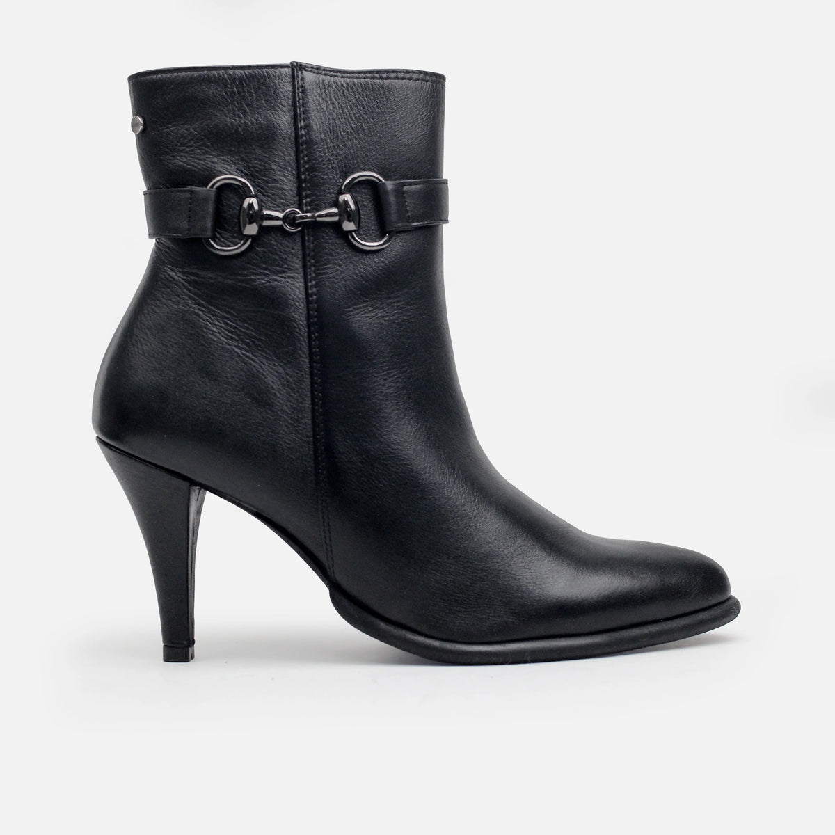 Botin tacon sara de cuero para mujer - Negro