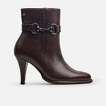 Botin tacon sara de cuero para mujer - Café