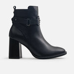 Botin tacon brisa de cuero para mujer - Negro