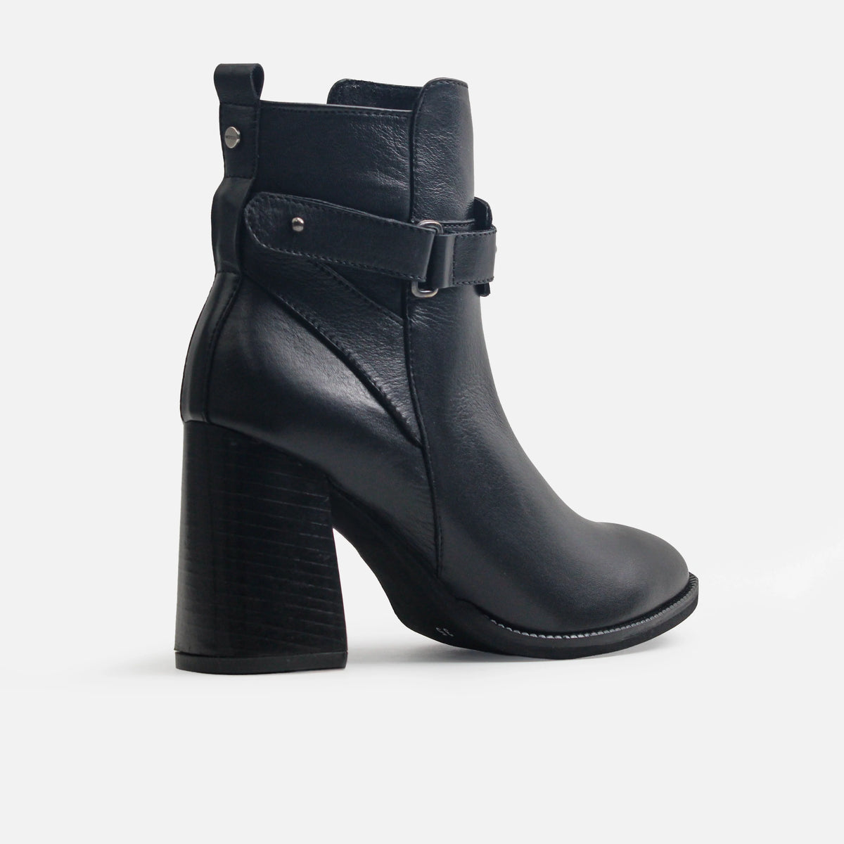 Botin tacon brisa de cuero para mujer - Negro