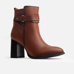 Botin tacon brisa de cuero para mujer - Miel