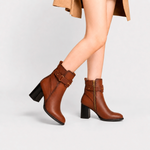 Botin tacon brisa de cuero para mujer - Miel