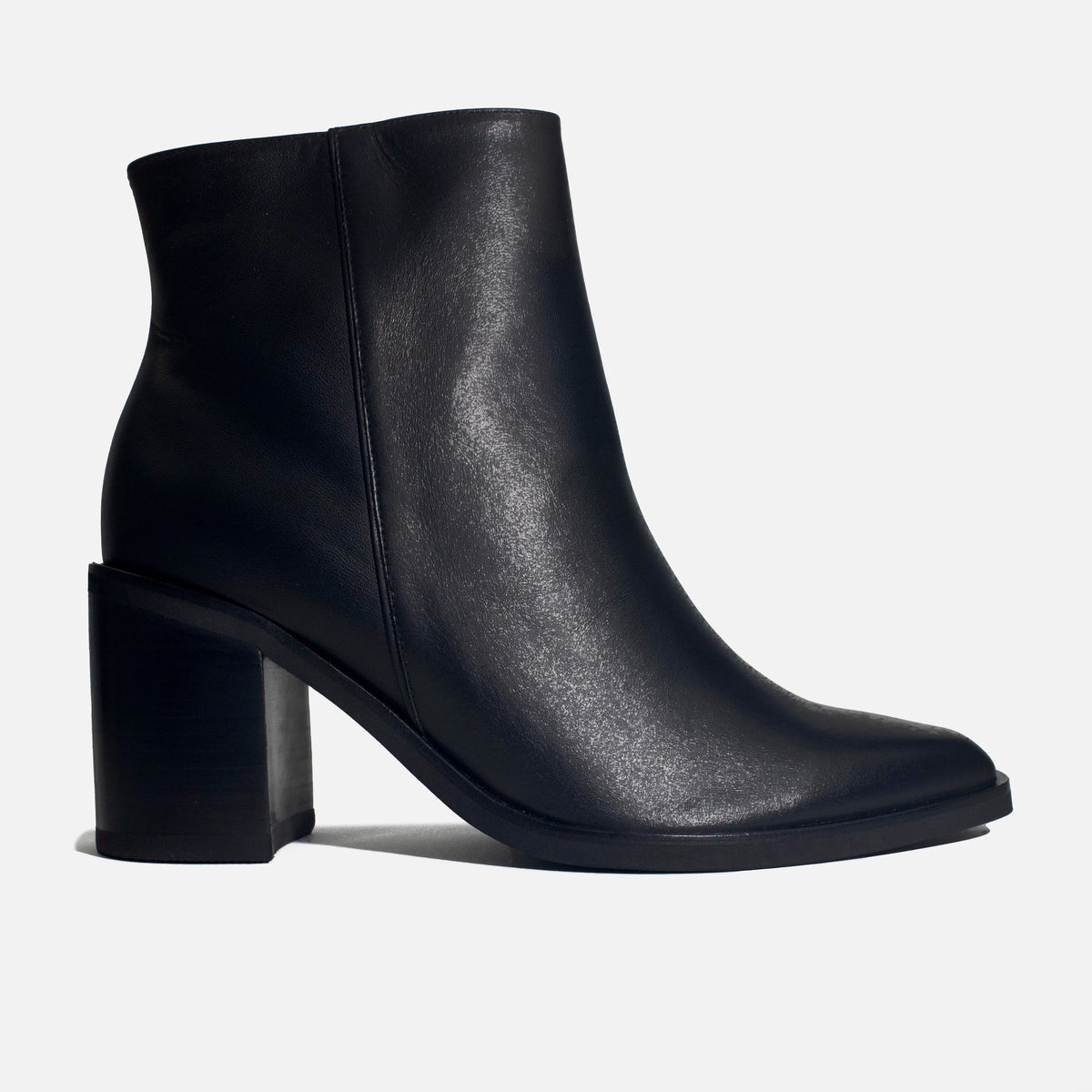 Botin tacon lorea de cuero para mujer - Negro