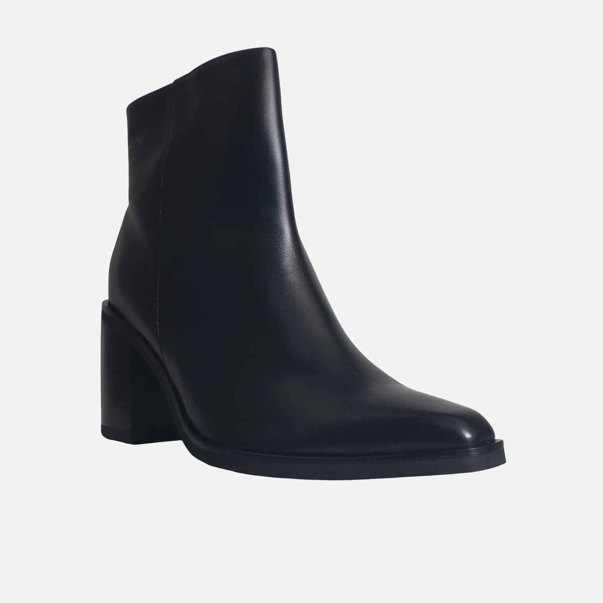 Botin tacon lorea de cuero para mujer - Negro