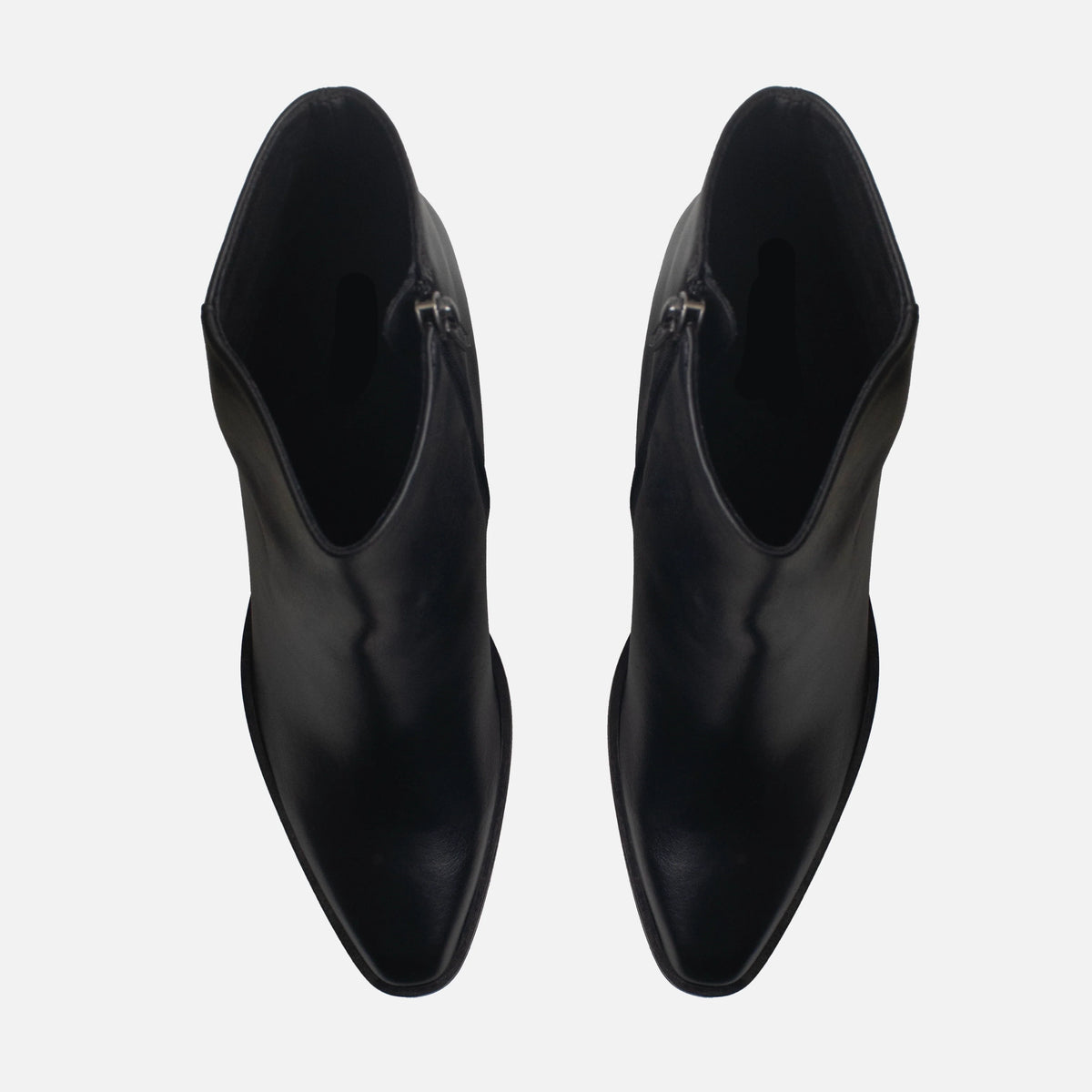 Botin tacon lorea de cuero para mujer - Negro
