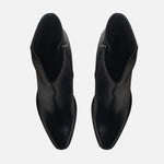 Botin tacon lorea de cuero para mujer - Negro