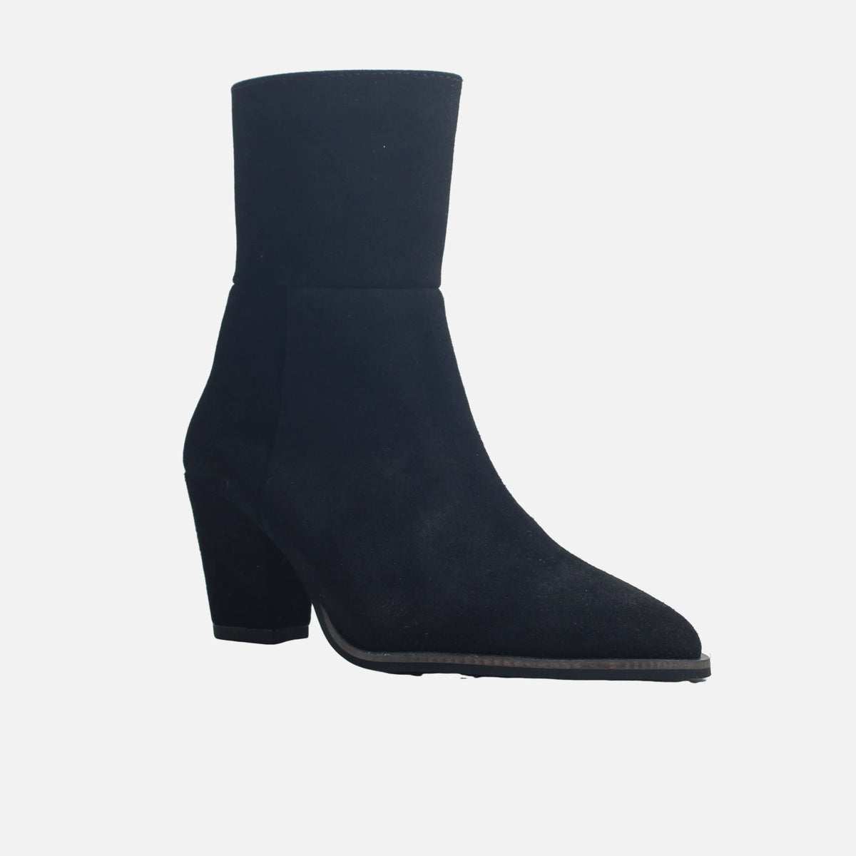 Botin tacon saren de cuero para mujer - Negro