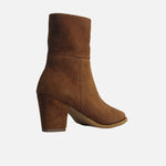 Botin tacon saren de cuero para mujer - Miel
