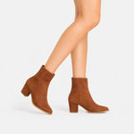 Botin tacon saren de cuero para mujer - Miel