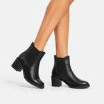 Botin tacon orabel de cuero para mujer - Negro