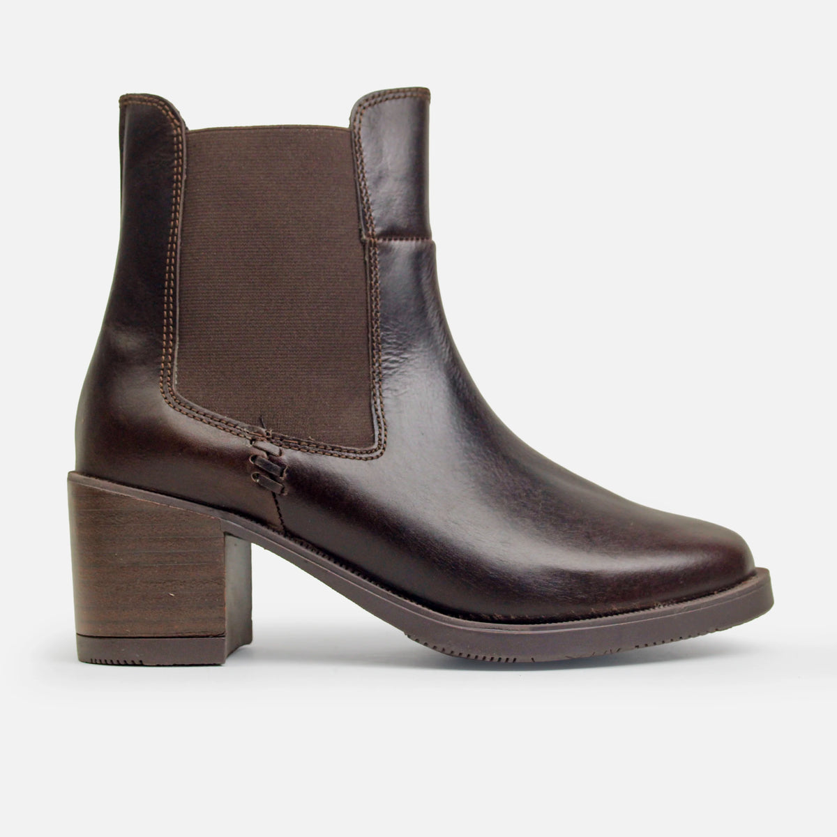 Botin tacon orabel de cuero para mujer - Café