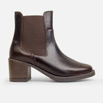 Botin tacon orabel de cuero para mujer - Café