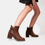 Botin tacon opaline de cuero para mujer - Brandy
