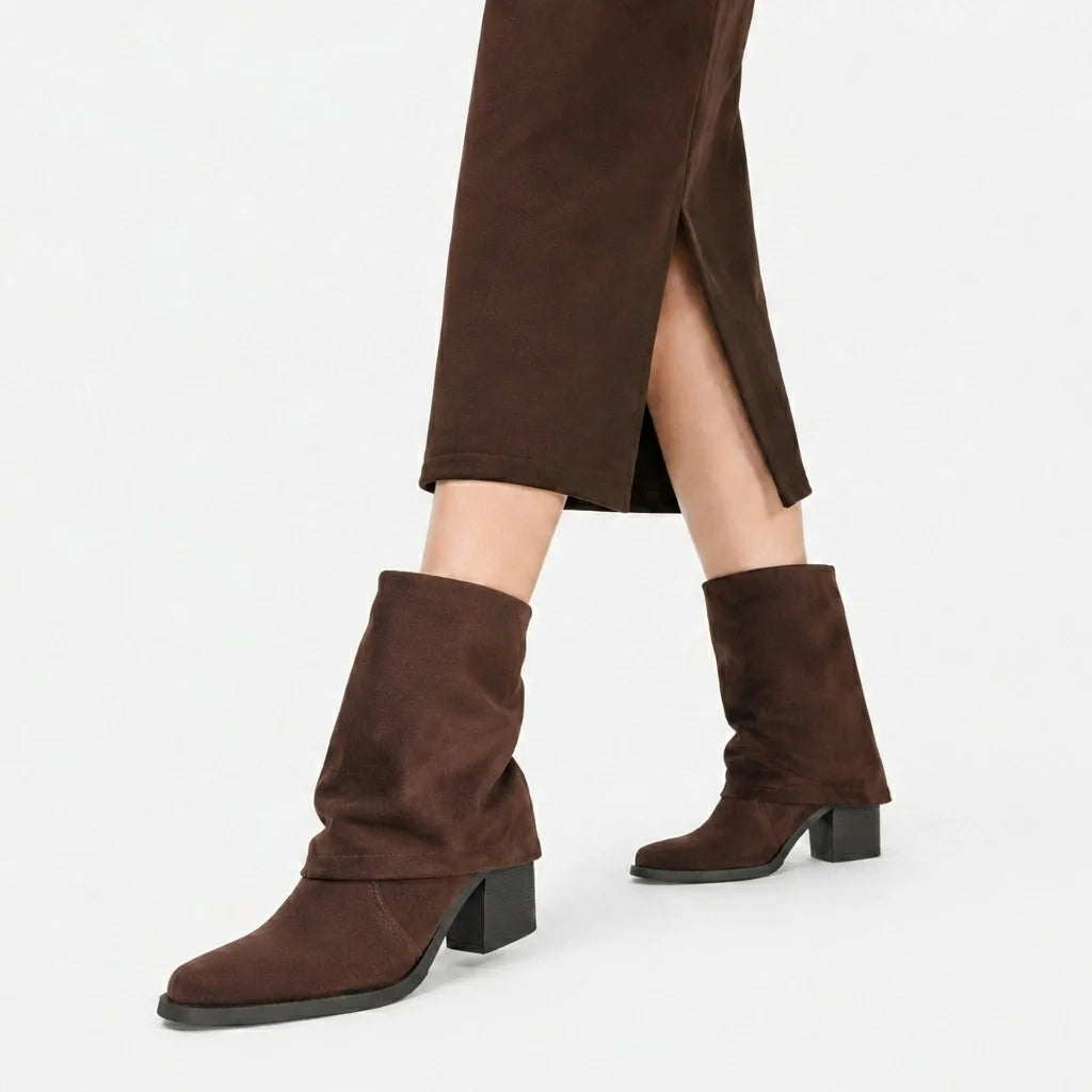 Botin tacon radiana de textil para mujer - Café