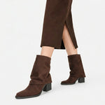 Botin tacon radiana de textil para mujer - Café