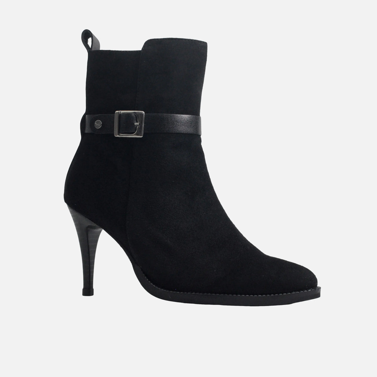 Botin tacon maralinda de cuero para mujer - Negro