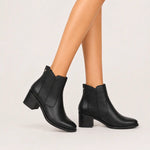 Botin tacon amalia de cuero para mujer - Negro