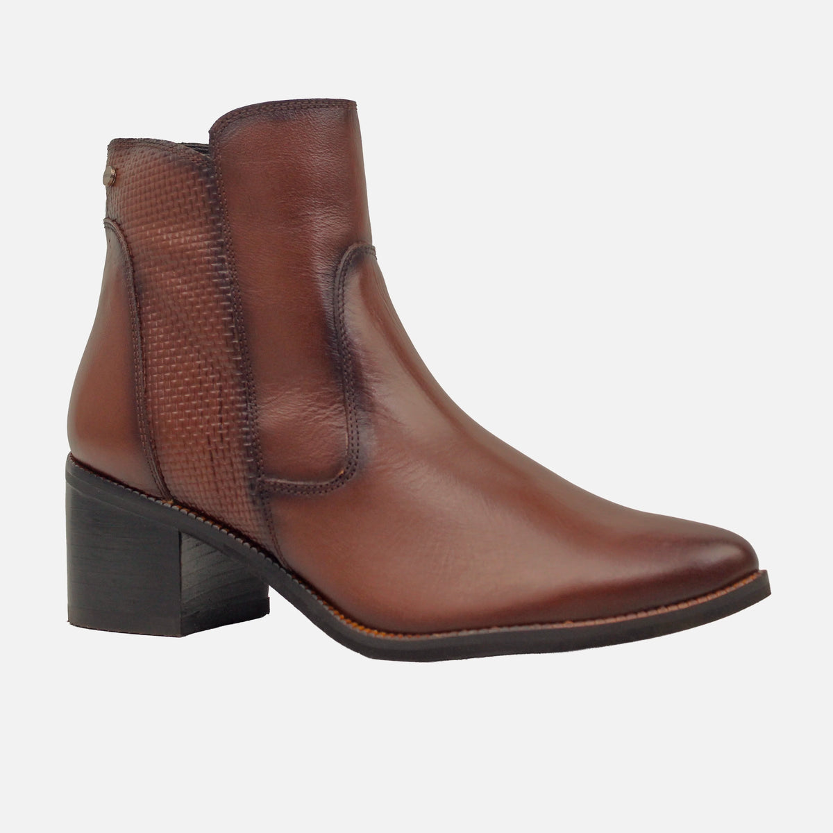 Botin tacon amalia de cuero para mujer - Brandy