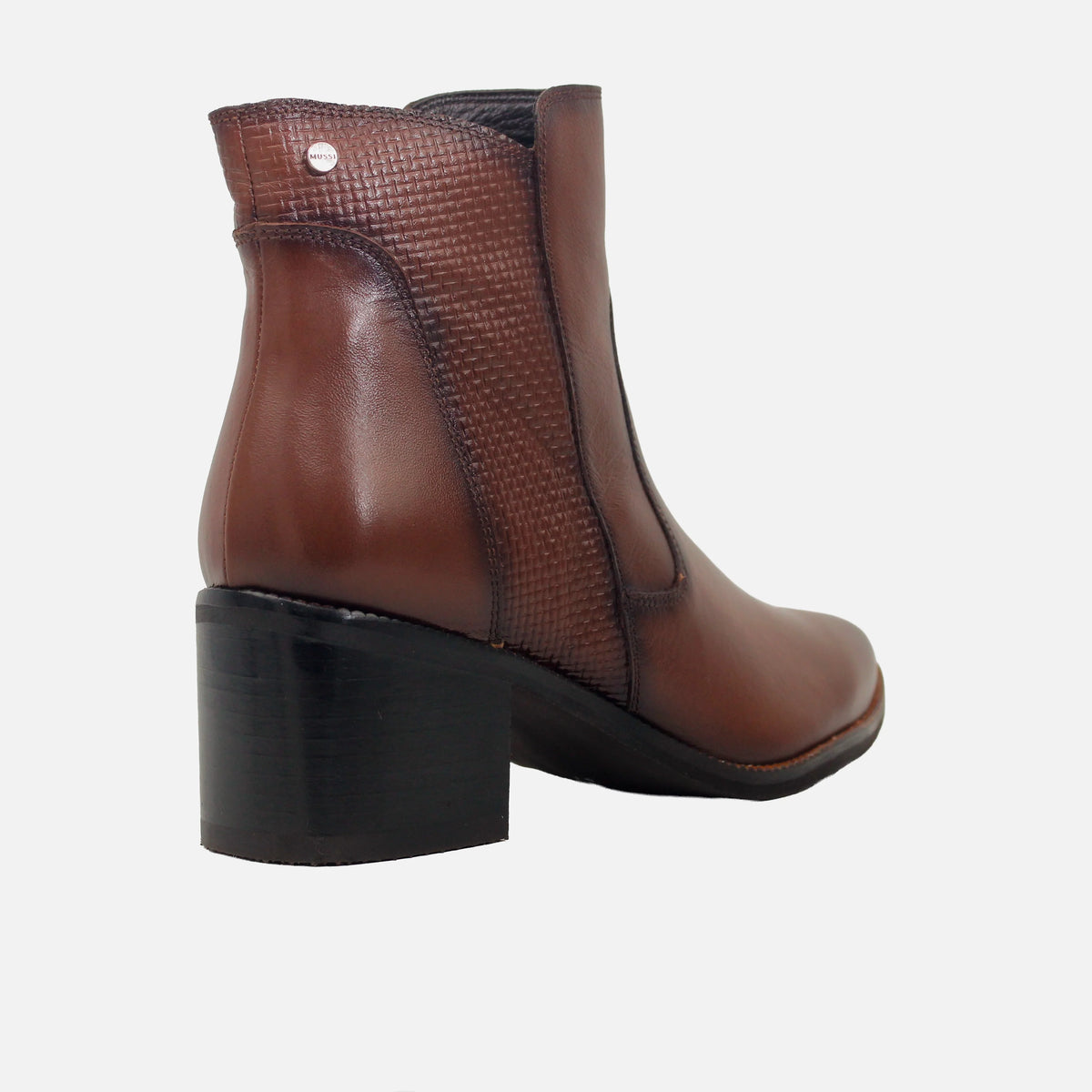 Botin tacon amalia de cuero para mujer - Brandy