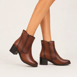 Botin tacon amalia de cuero para mujer - Brandy