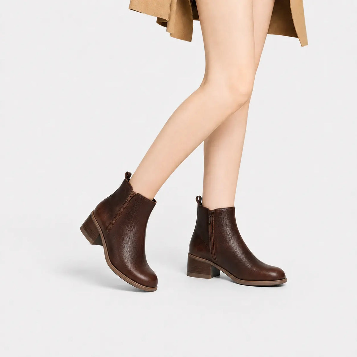 Botin tacon pasionaria de cuero para mujer - Miel