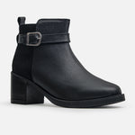 Botin tacon nardina de cuero para mujer - Negro