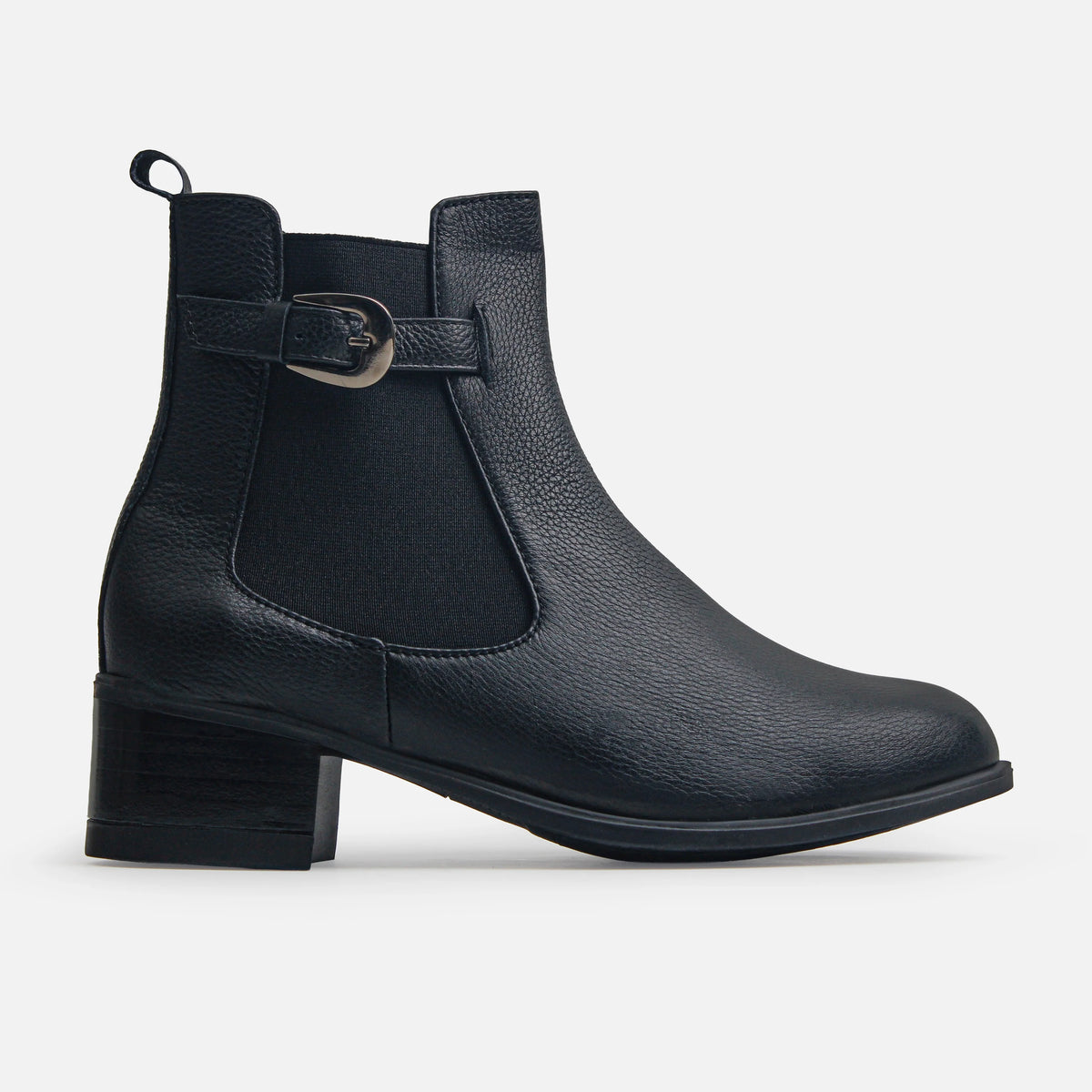 Botin tacon azora de cuero para mujer - Negro