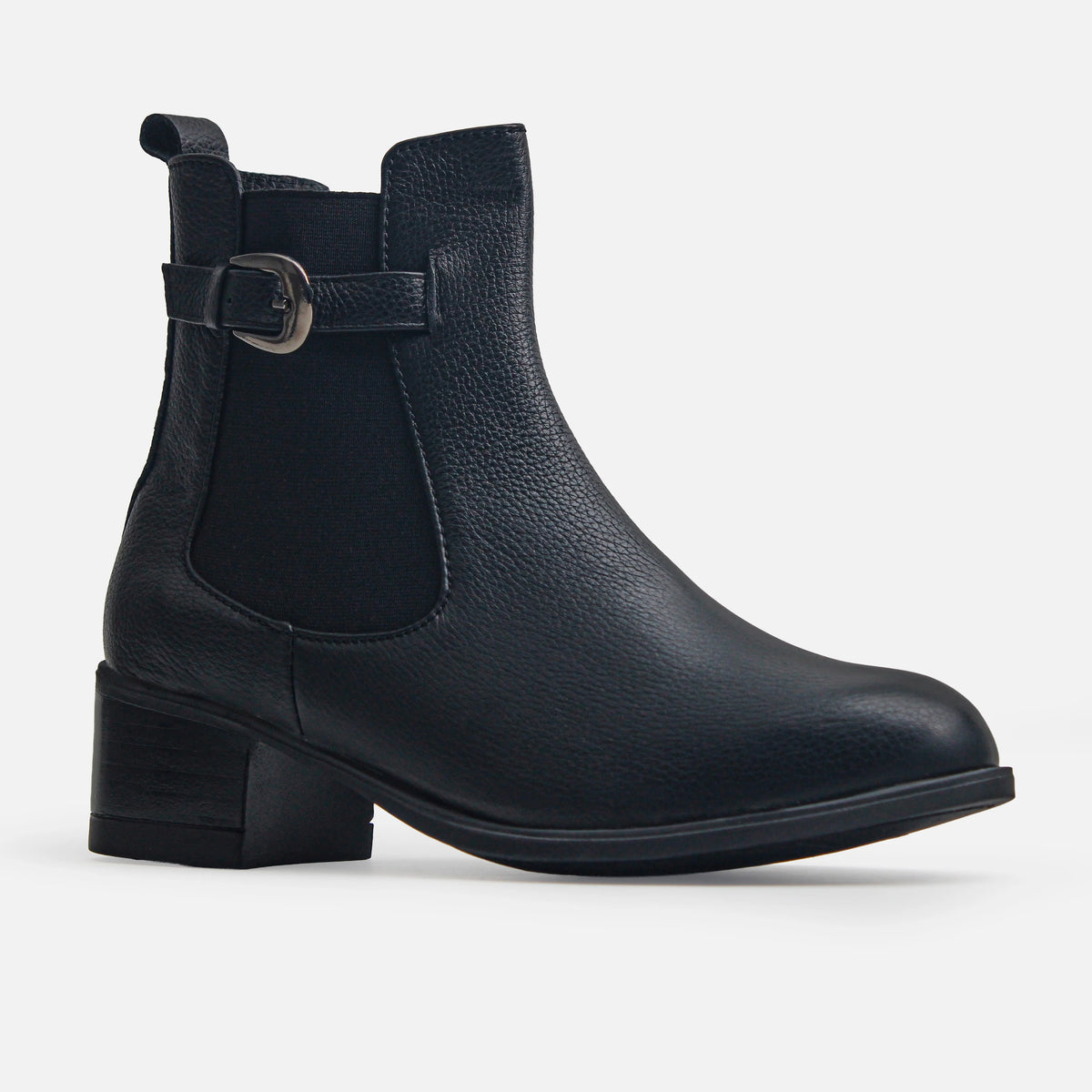 Botin tacon azora de cuero para mujer - Negro