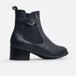 Botin tacon azora de cuero para mujer - Negro