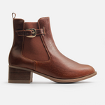 Botin tacon azora de cuero para mujer - Brandy