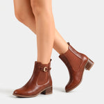 Botin tacon azora de cuero para mujer - Brandy