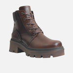 Botin tractorado sol de cuero para mujer - Brandy