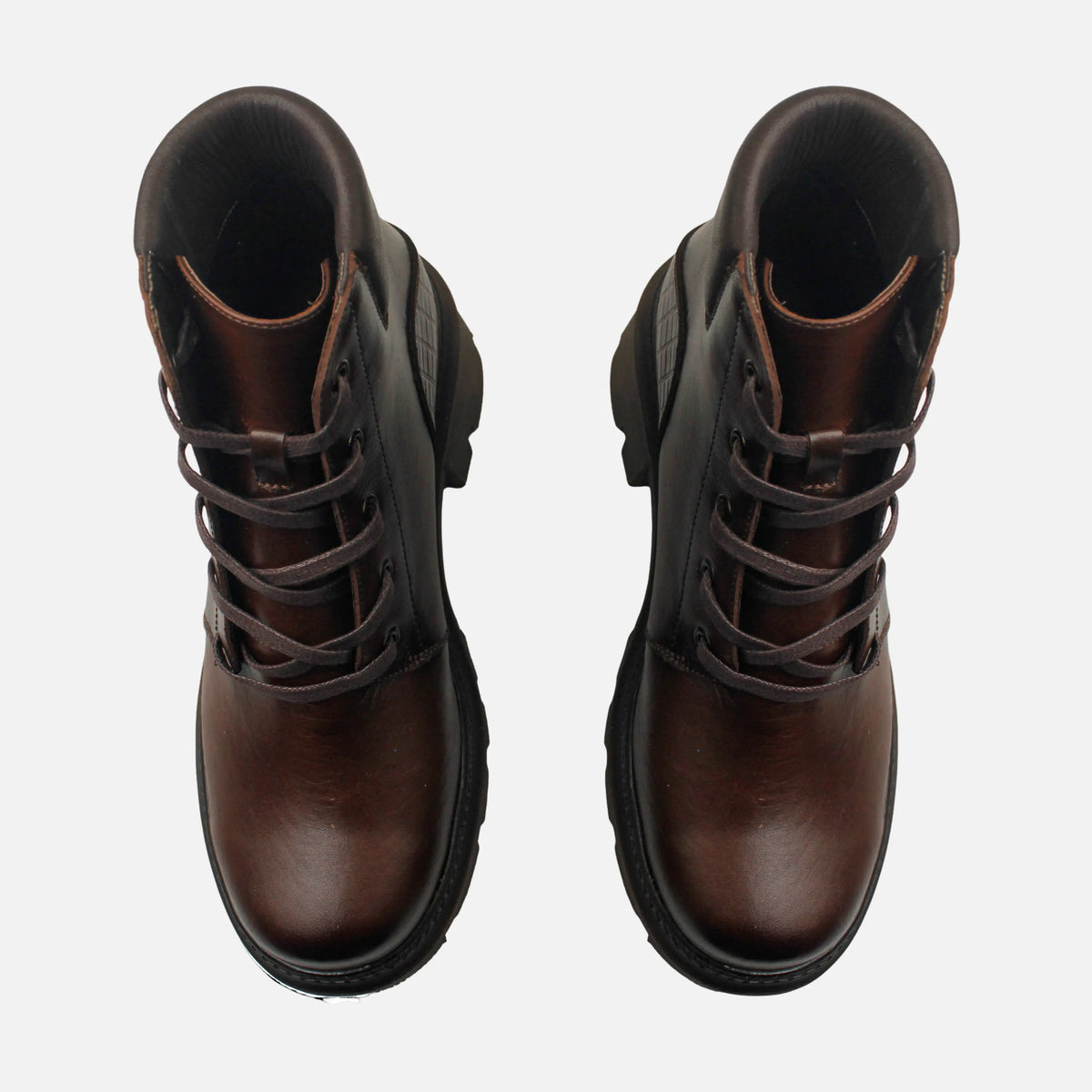 Botin tractorado sol de cuero para mujer - Brandy