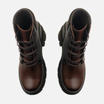 Botin tractorado sol de cuero para mujer - Brandy