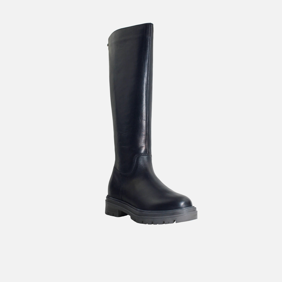 Bota tractorada lona de cuero para mujer - Negro